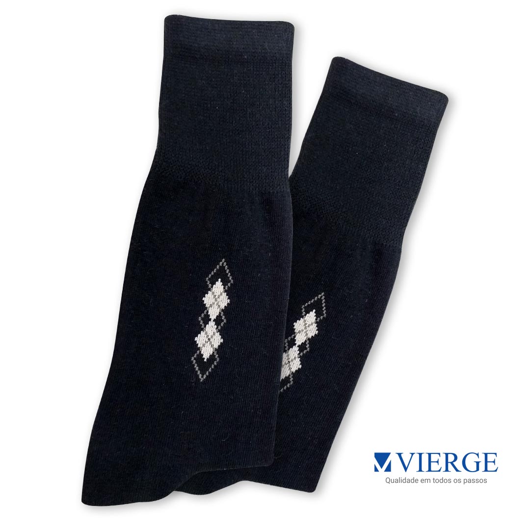 Meia social algodão masculina Vierge - Preta - 1400